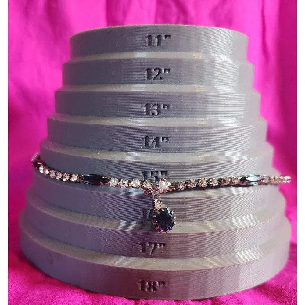 Vtg Kramer of New York Blue Rhinestone Choker Necklace Silver Tone MCM Retro